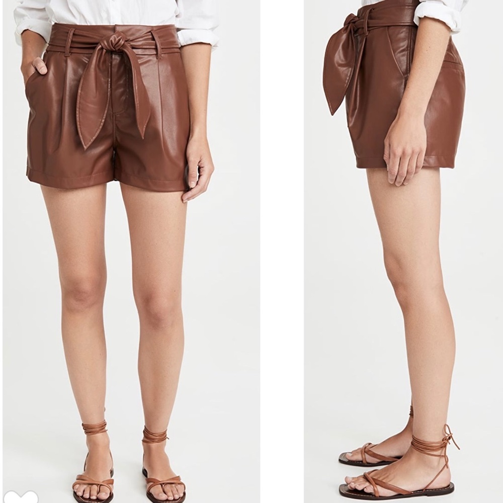DAVID LERNER - Lexi pleated leather shorts in Cognac, 6 - Picture 3 of 7